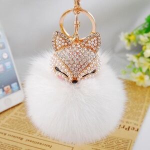 FOX PINK FOXY Pom Pom Keychain Bag Charm